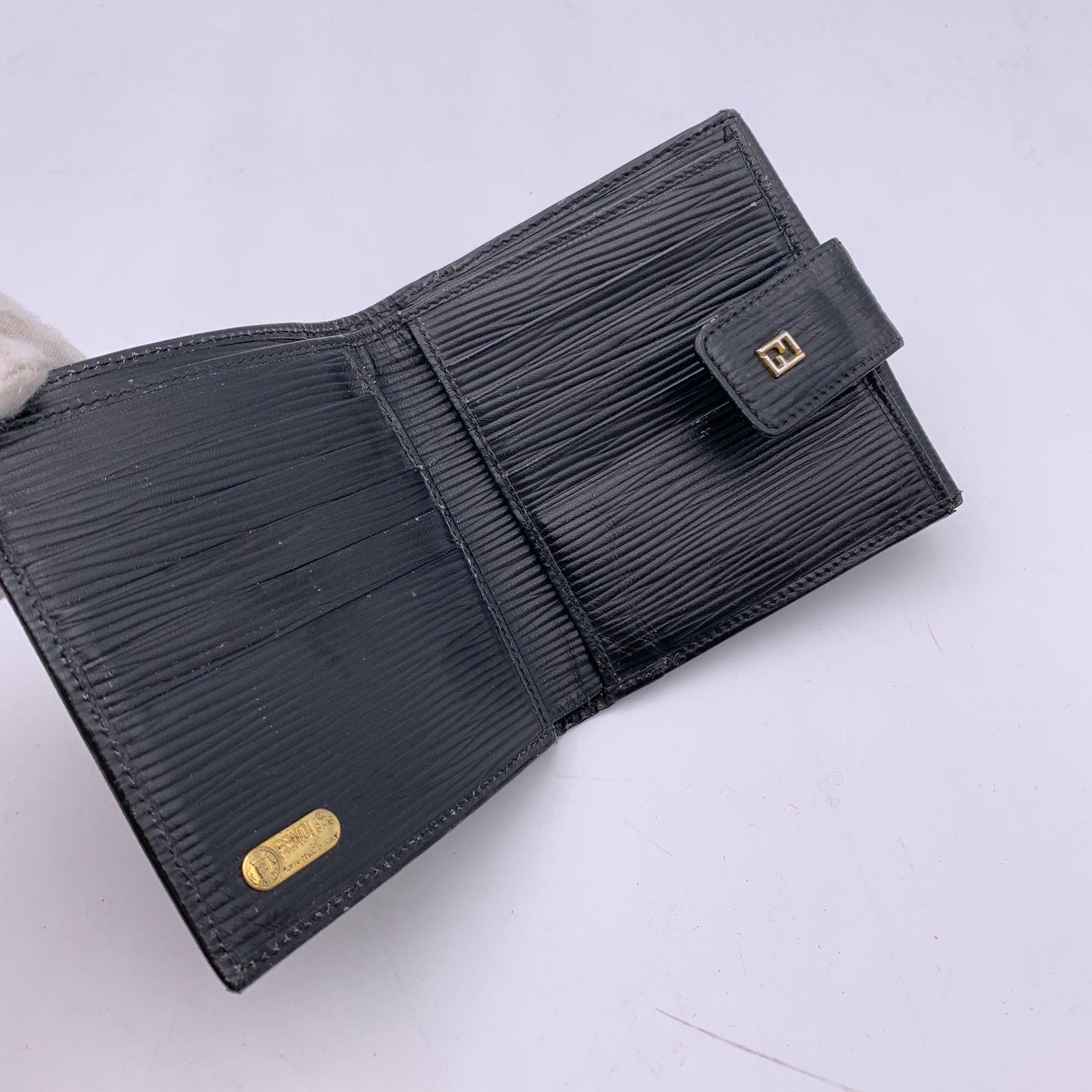 Women's Fendi Vintage Black Epi Leather Bifold Wallet Coin Purse For Sale