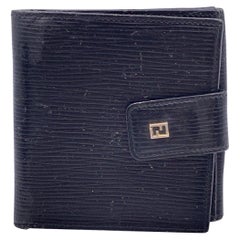 Fendi Vintage Black Epi Leather Bifold Wallet Coin Purse