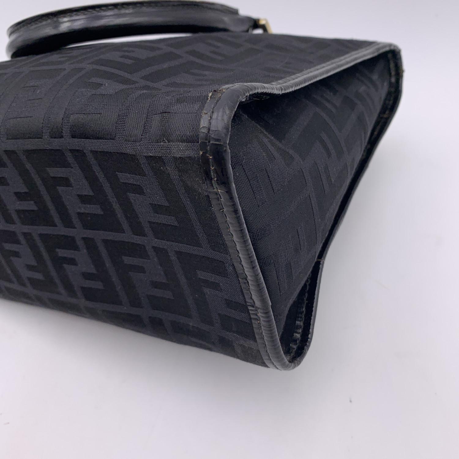 Fendi Vintage Black FF Zucca Monogram Tote Bag Handbag 4