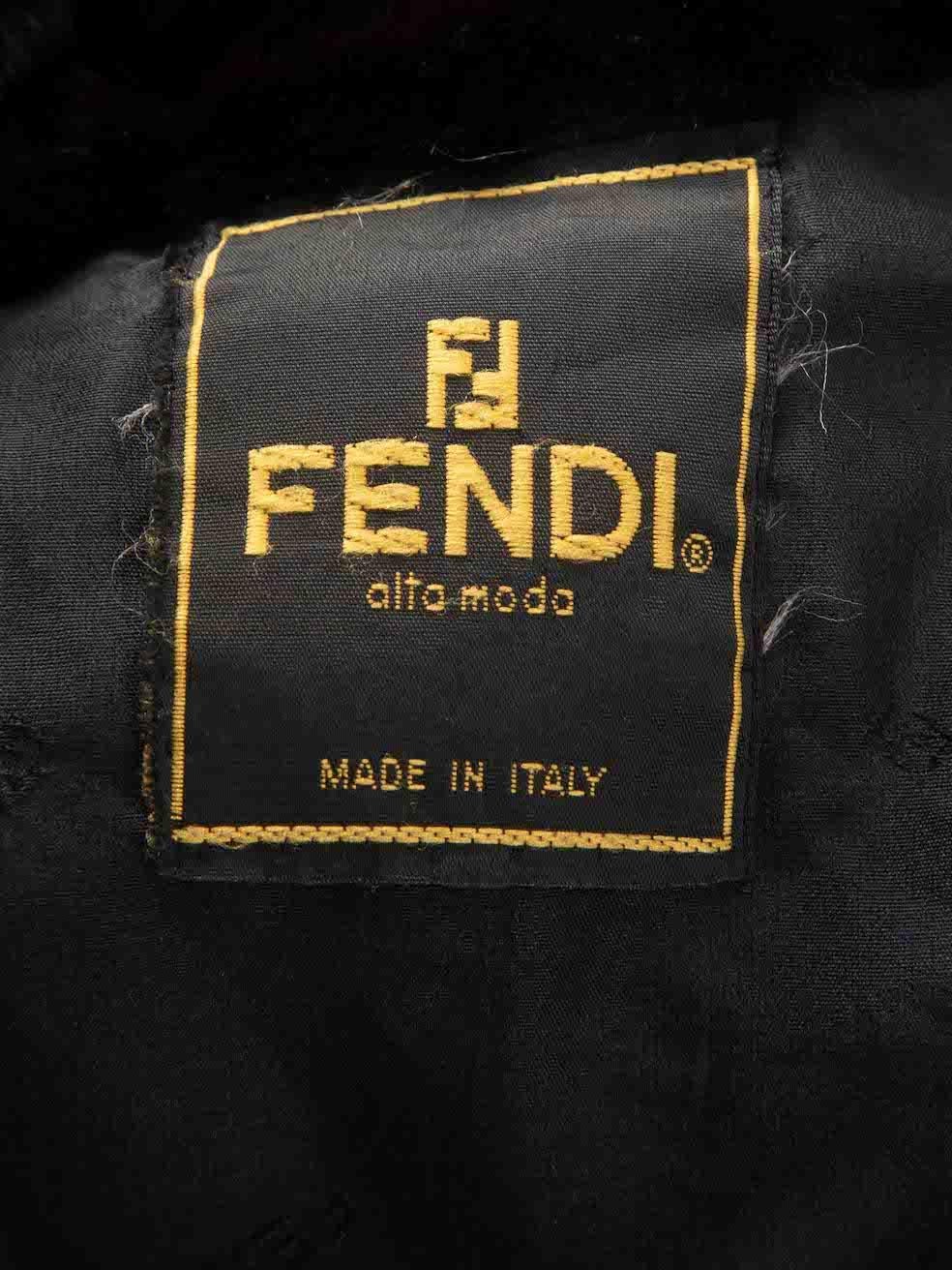 Fendi Vintage Black Fur Zucca FF Logo Coat Size S For Sale 4