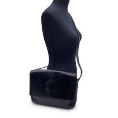 Fendi Vintage Black Leather Janus Messenger Shoulder Bag