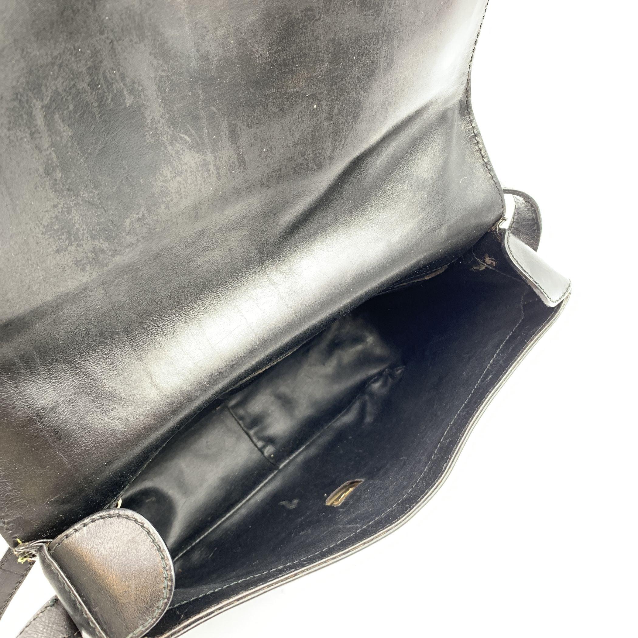Fendi Vintage Black Leather Janus Messenger Shoulder Bag For Sale 1