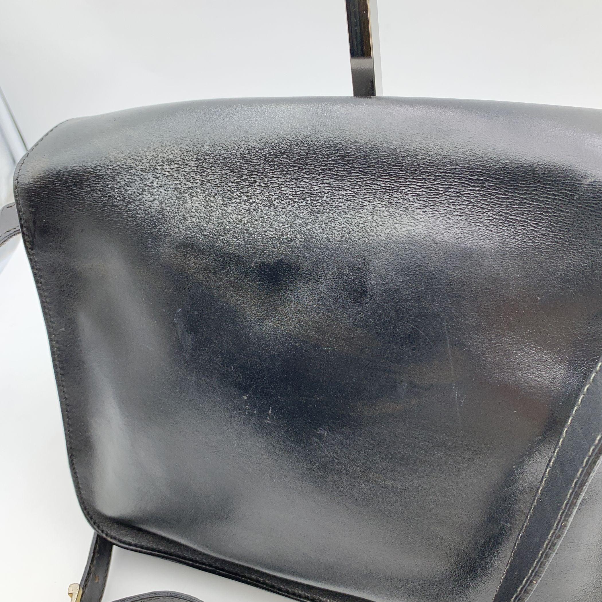 Fendi Vintage Black Leather Janus Messenger Shoulder Bag 2