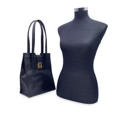 Fendi Vintage Black Leather Tote Shoulder Bag