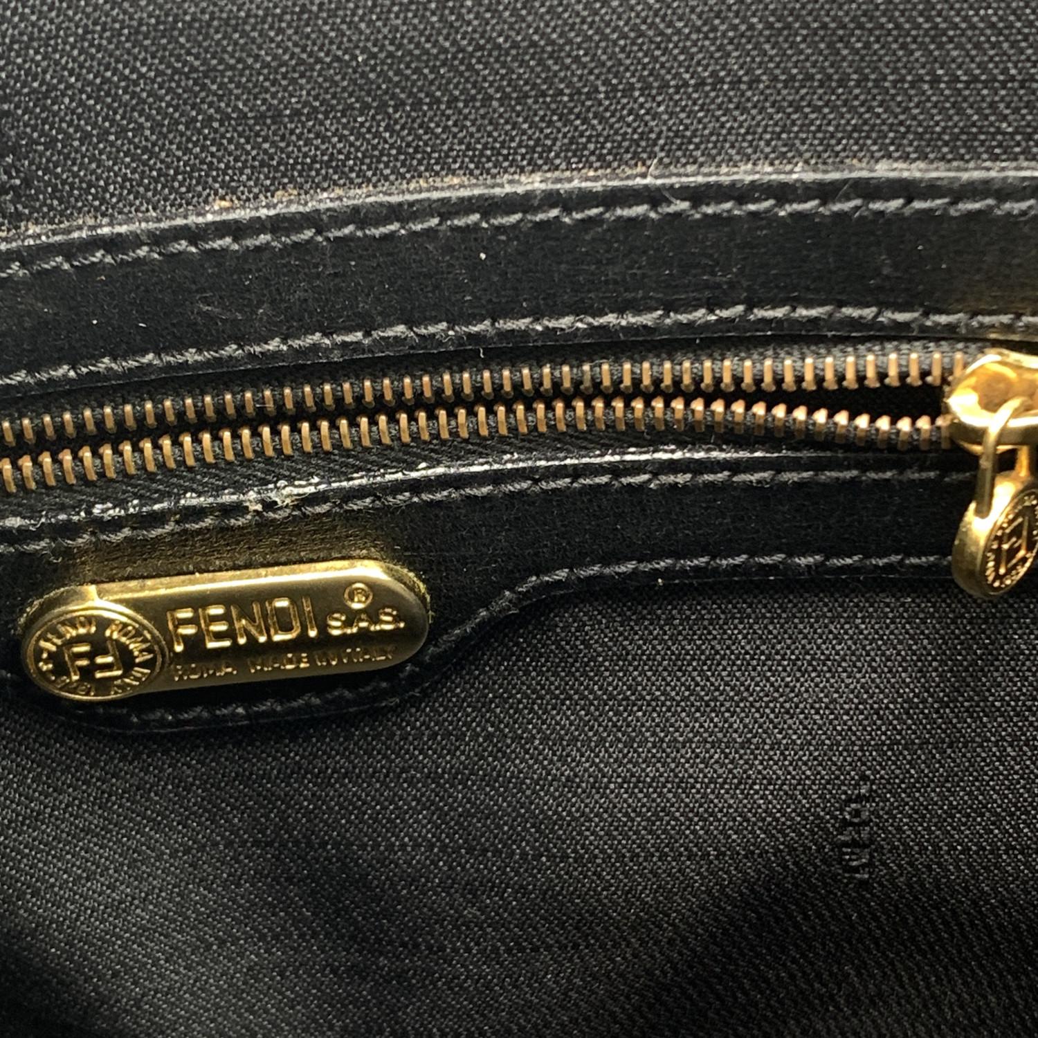Fendi Vintage Black Leather Tote Shoulder Bag 2