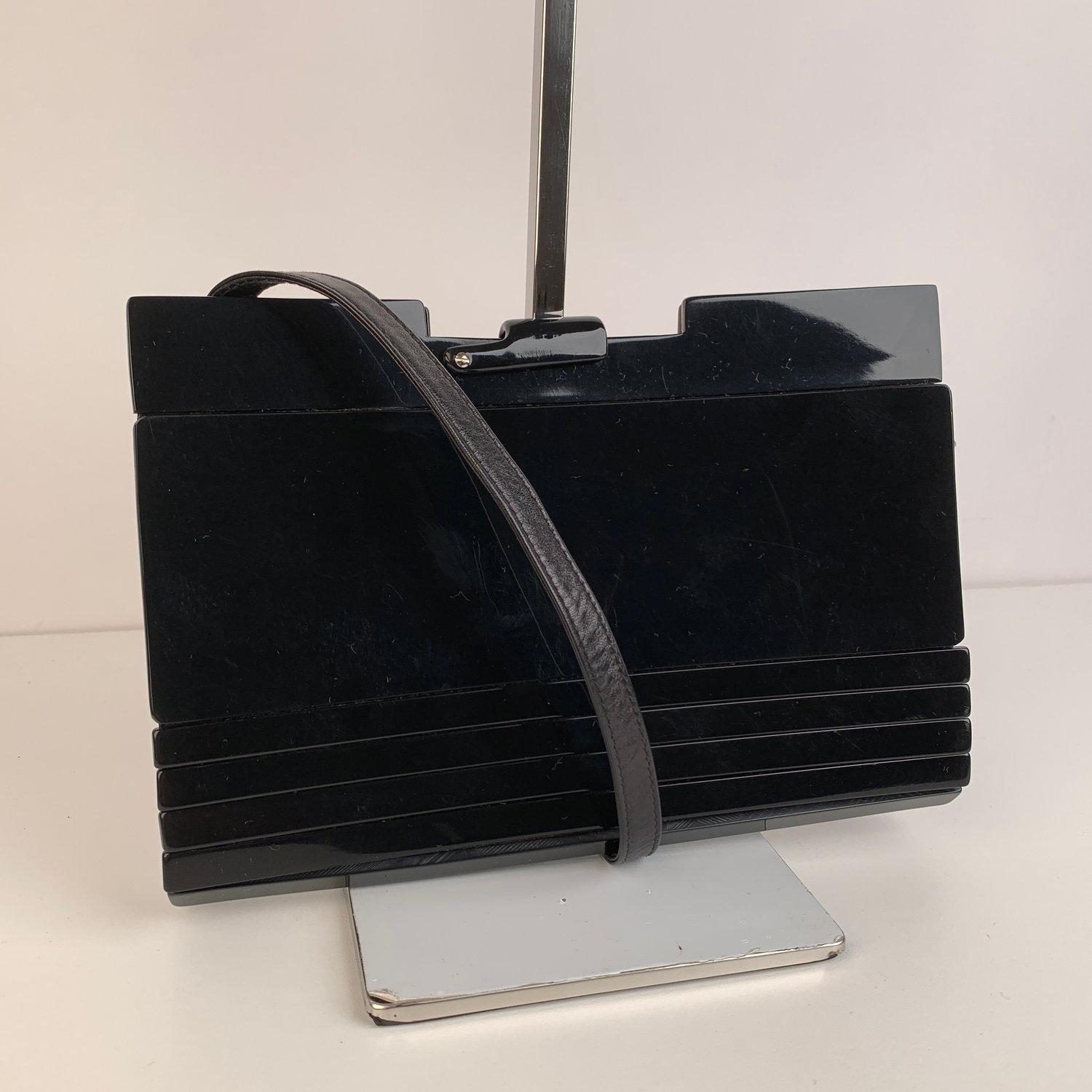 Fendi Vintage Black Lucite and Leather Clutch Shoulder Bag 1