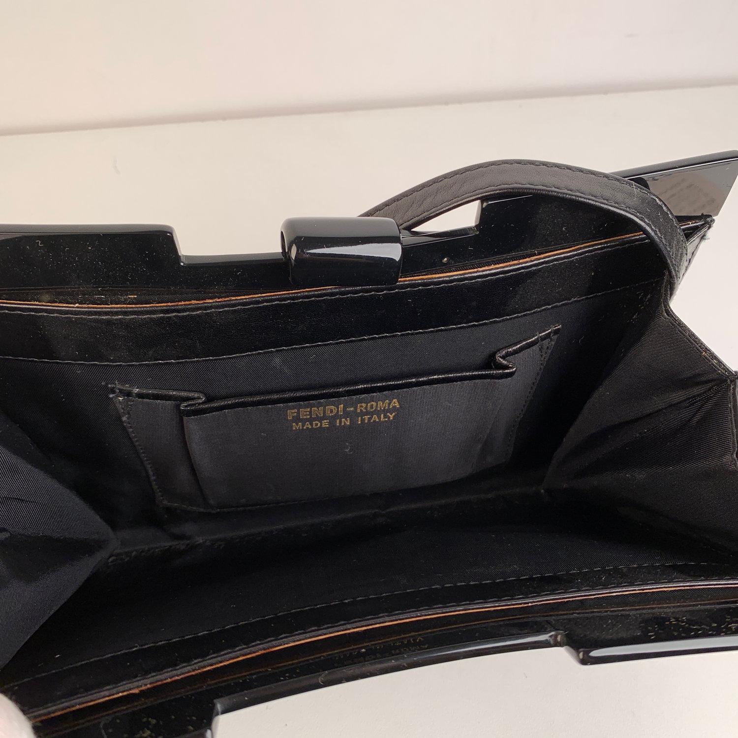 Fendi Vintage Black Lucite and Leather Clutch Shoulder Bag 5