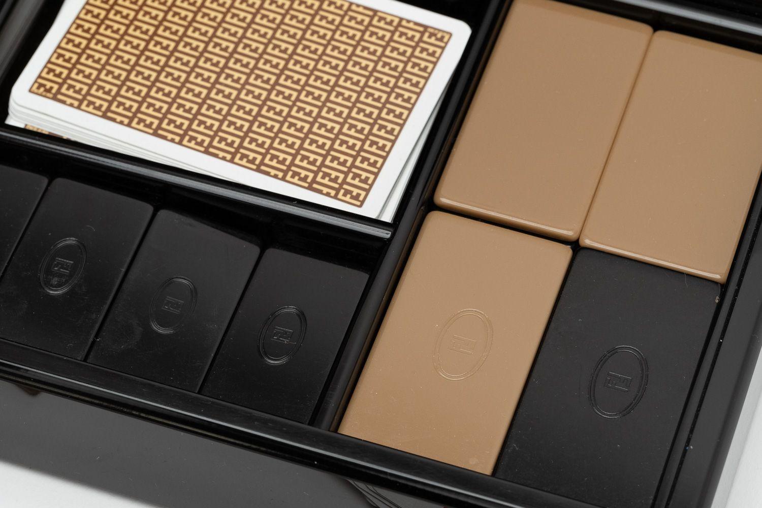 Fendi Vintage Black Lucite Poker Set For Sale 1