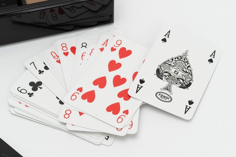 Black Saffiano Leather Poker Set