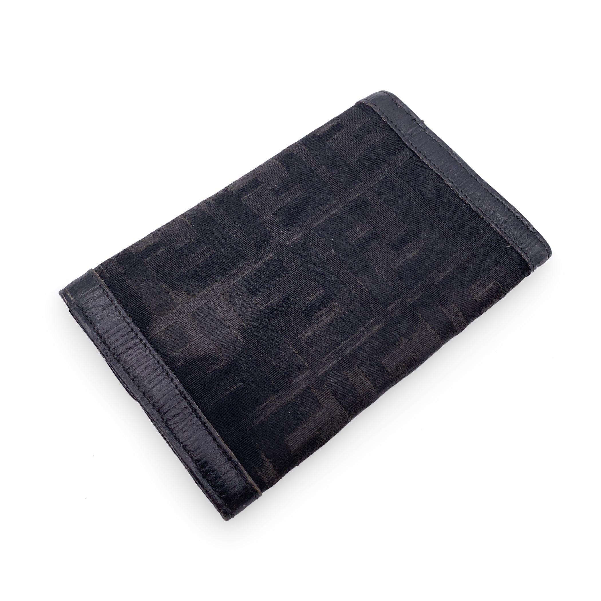 Fendi Vintage Black Monogram Canvas Wallet Coin Purse In Fair Condition For Sale In Rome, Rome