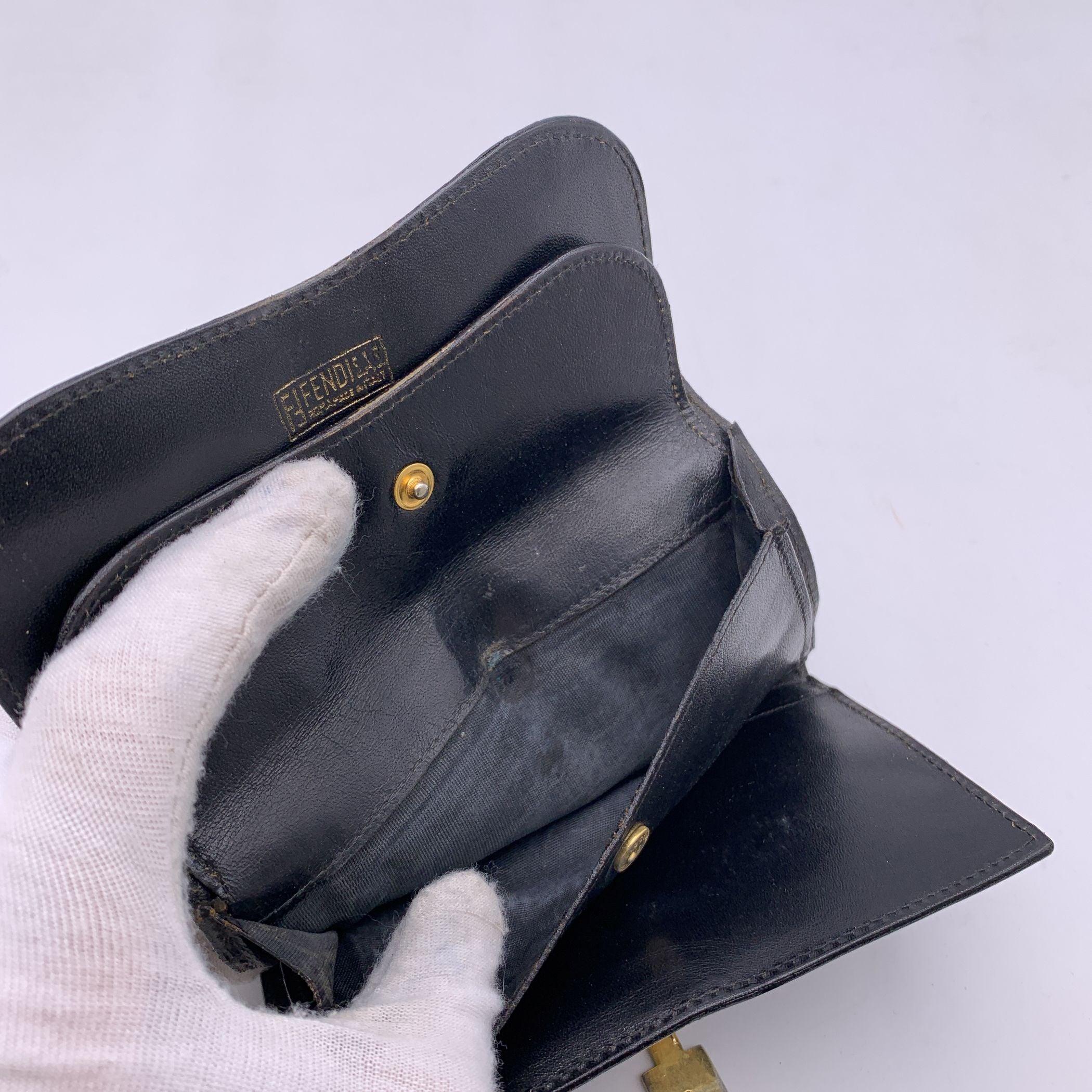Fendi Vintage Black Monogram Canvas Wallet Coin Purse 1