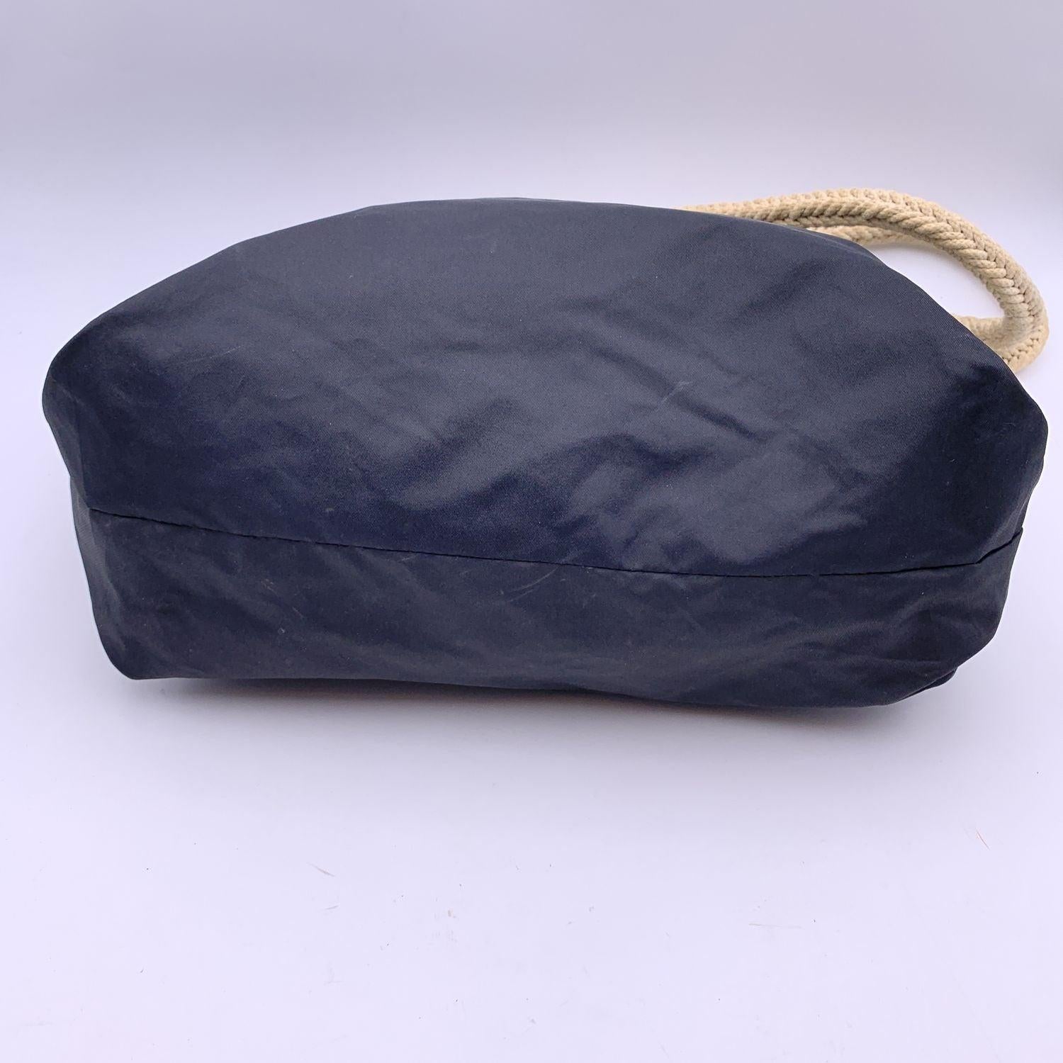 Fendi Vintage Black Nylon Tote Bag with Rope Straps For Sale 3