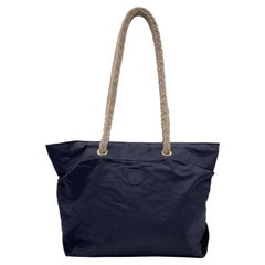 Fendi Vintage Black Nylon Tote Bag with Rope Straps