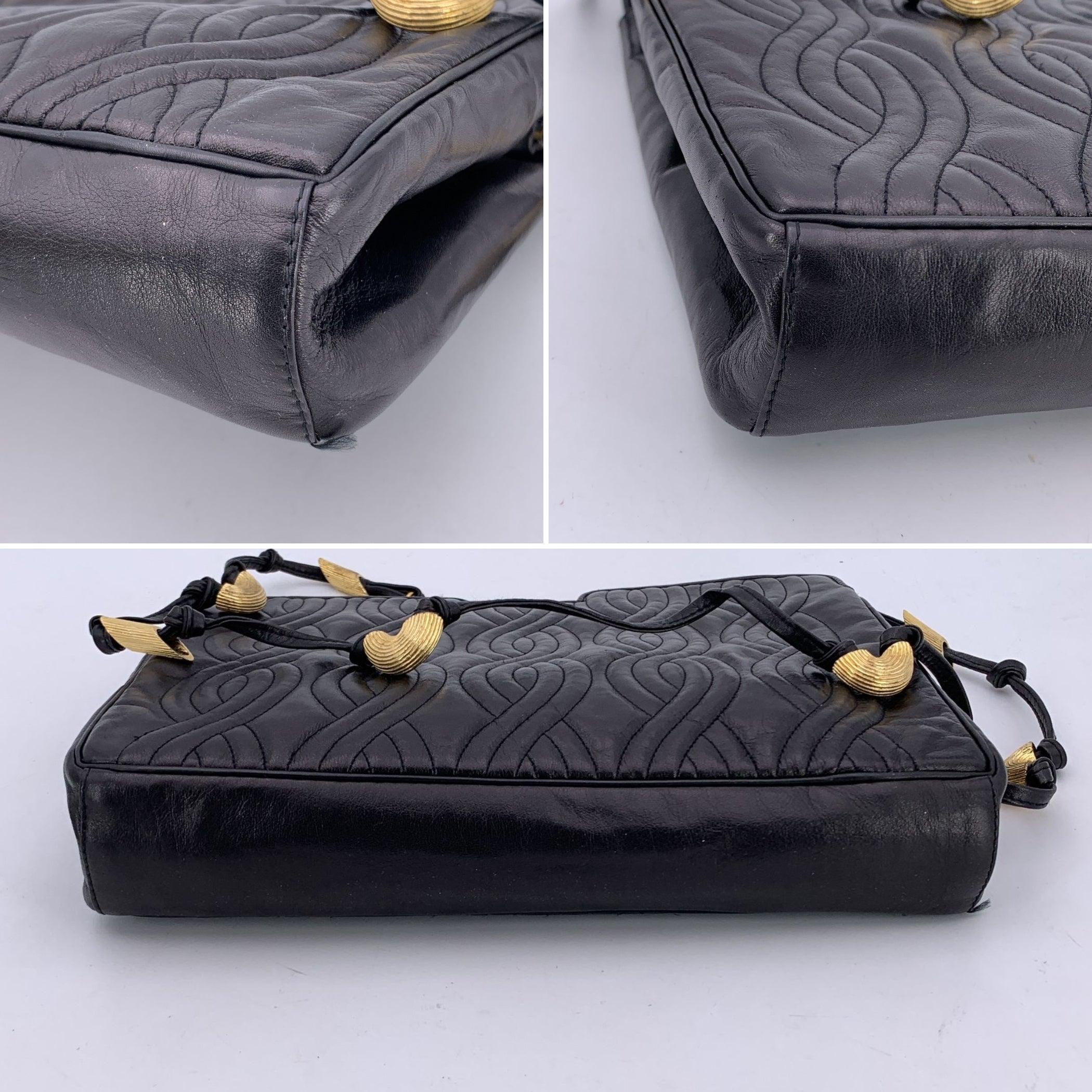 Fendi Vintage Schwarze gesteppte Pasta Umhängetasche aus Leder im Angebot 2