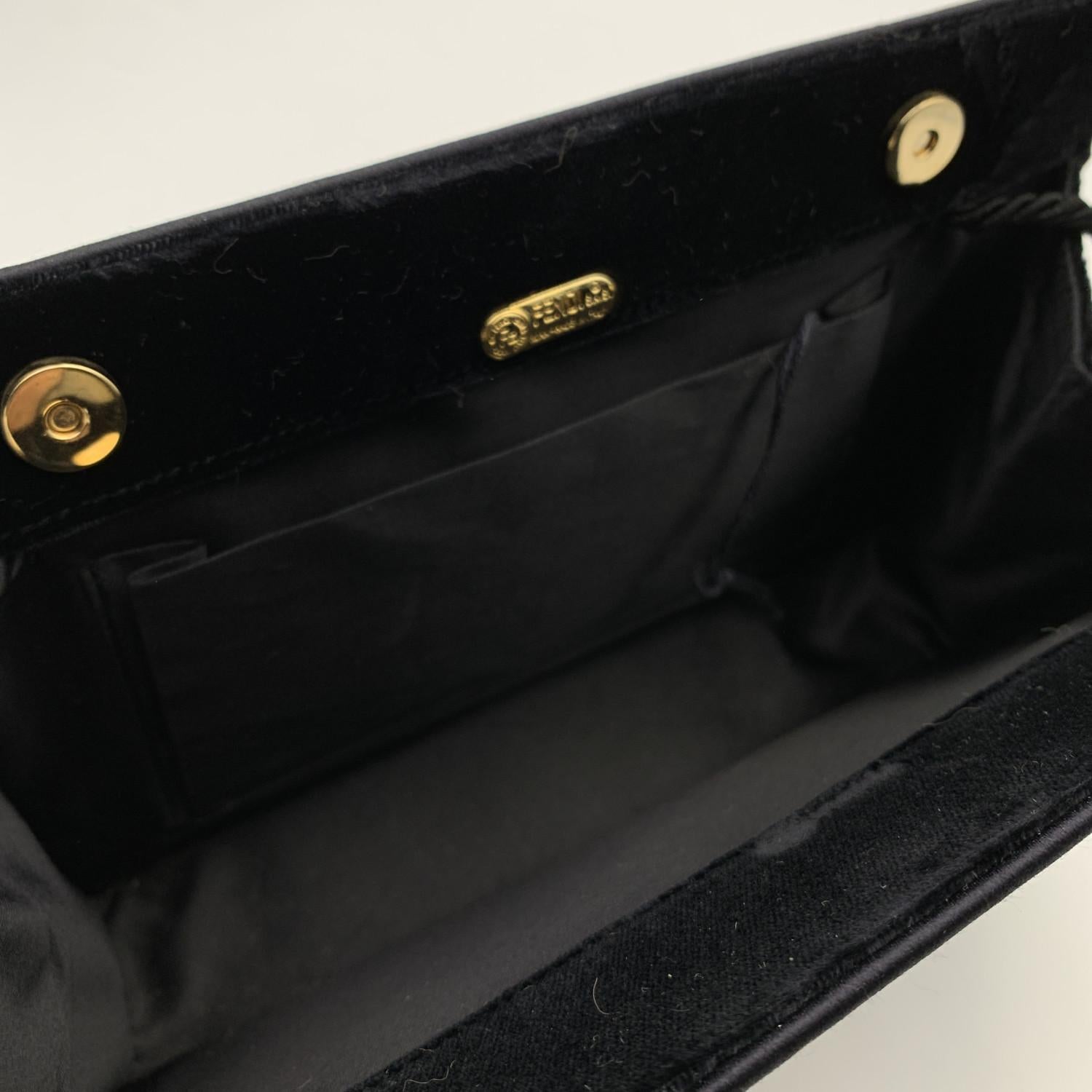 Fendi Vintage Black Satin and Velvet Messenger Crossbody Bag 2
