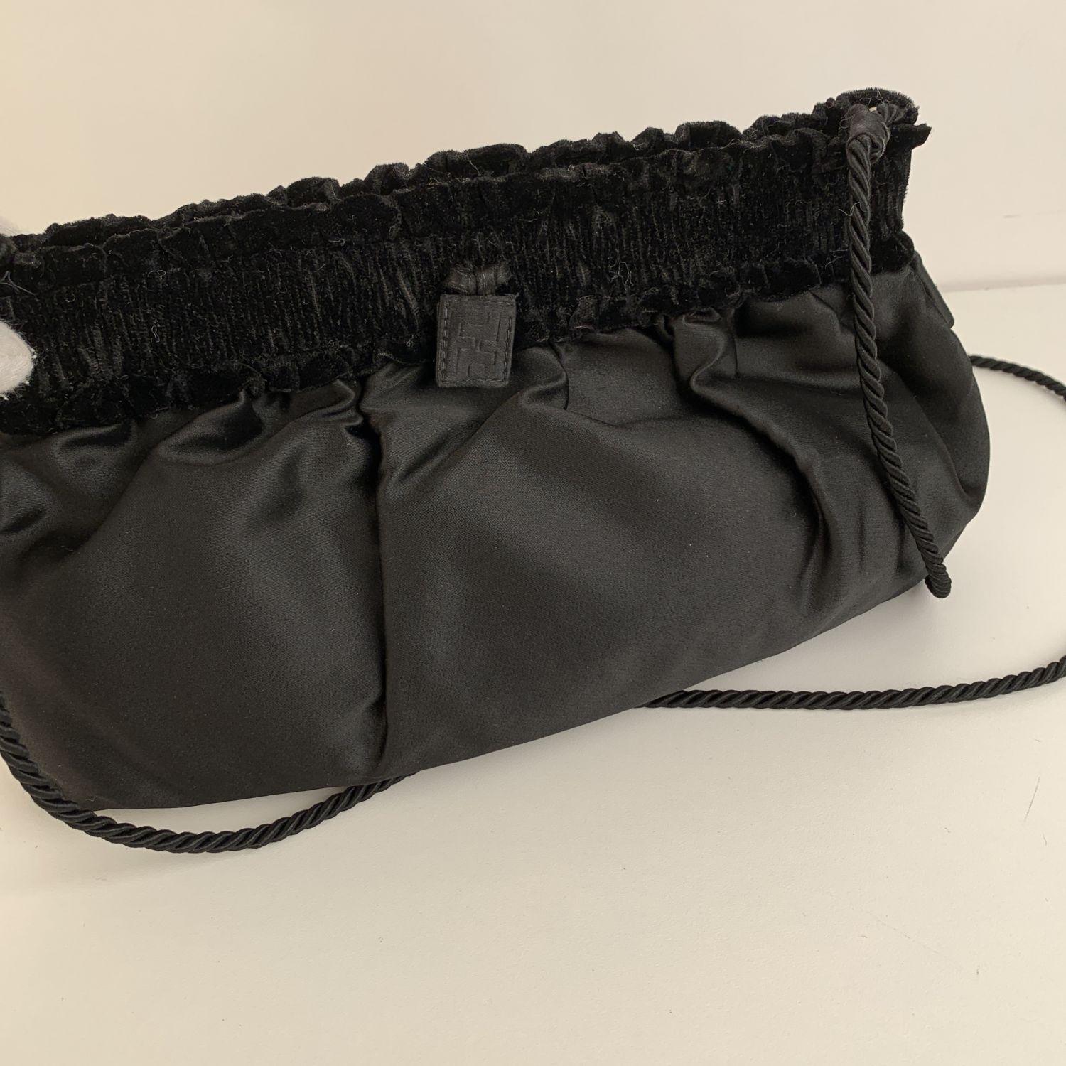 Fendi Vintage Black Satin Evening Crossbody Bag In Excellent Condition In Rome, Rome