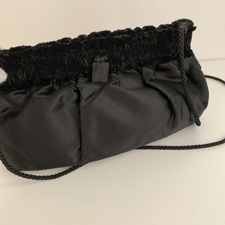 Fendi Vintage Black Satin Evening Crossbody Bag For Sale at 1stDibs