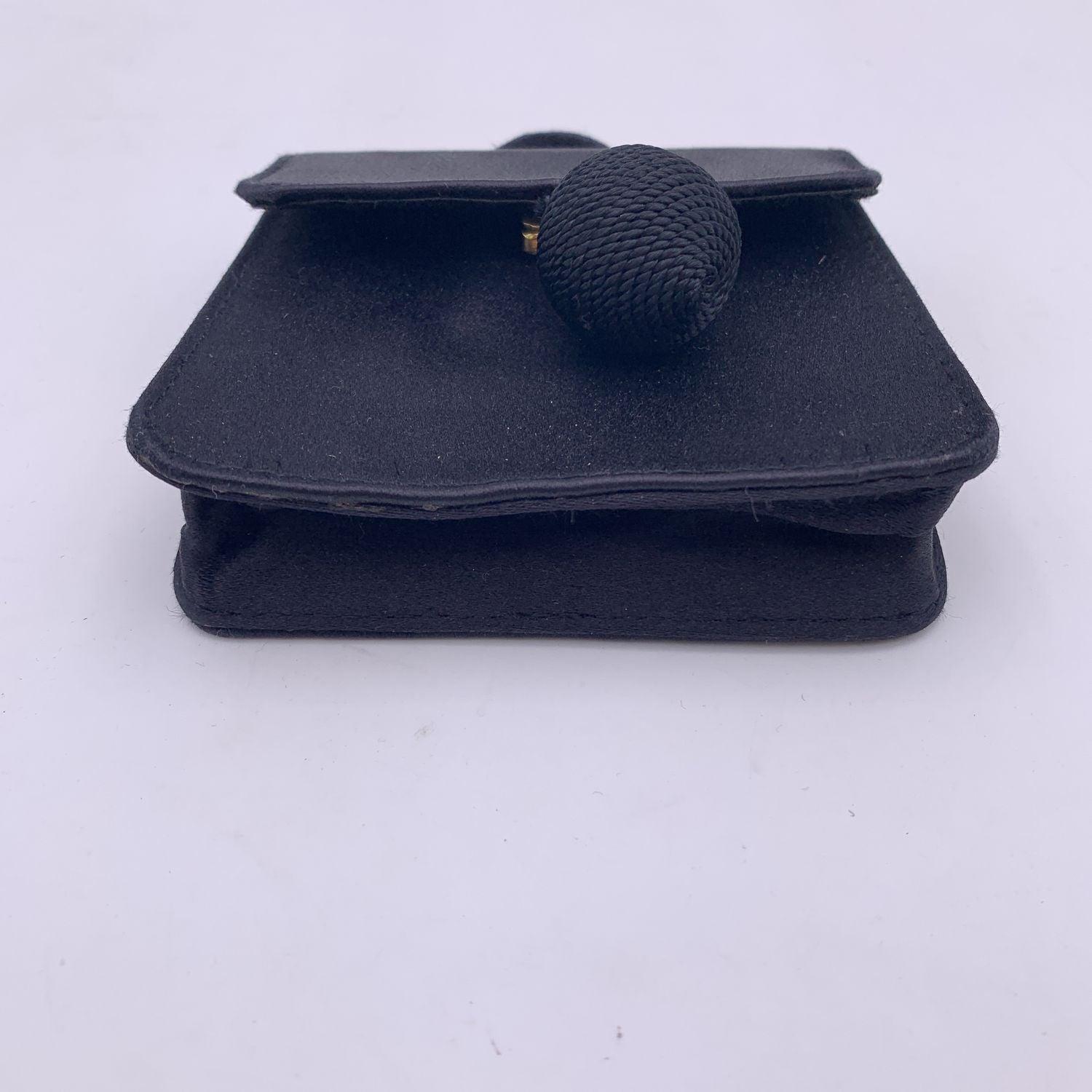 Fendi Vintage Black Satin Minaudiere Mini Micro Evening Bag Pour femmes en vente