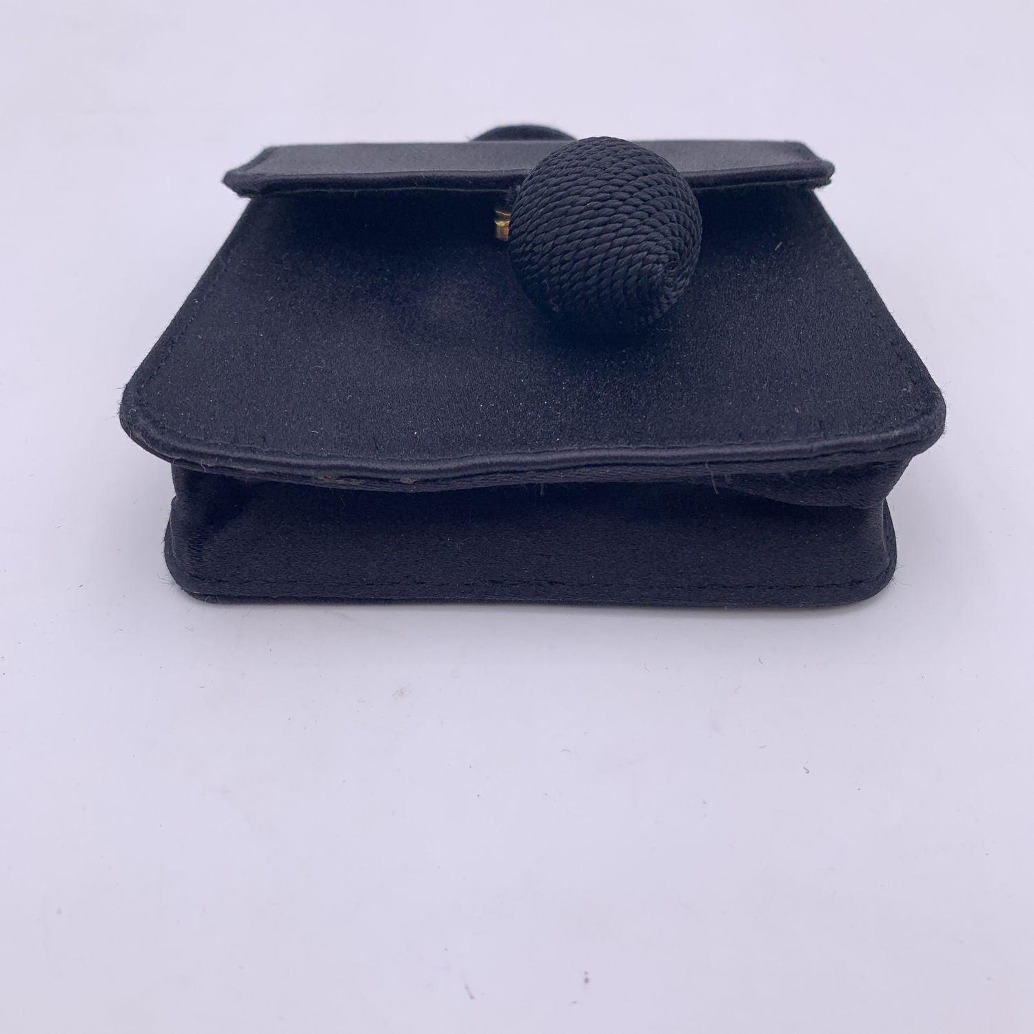 Fendi Vintage Black Satin Mini Minaudiere Evening Bag For Sale 2