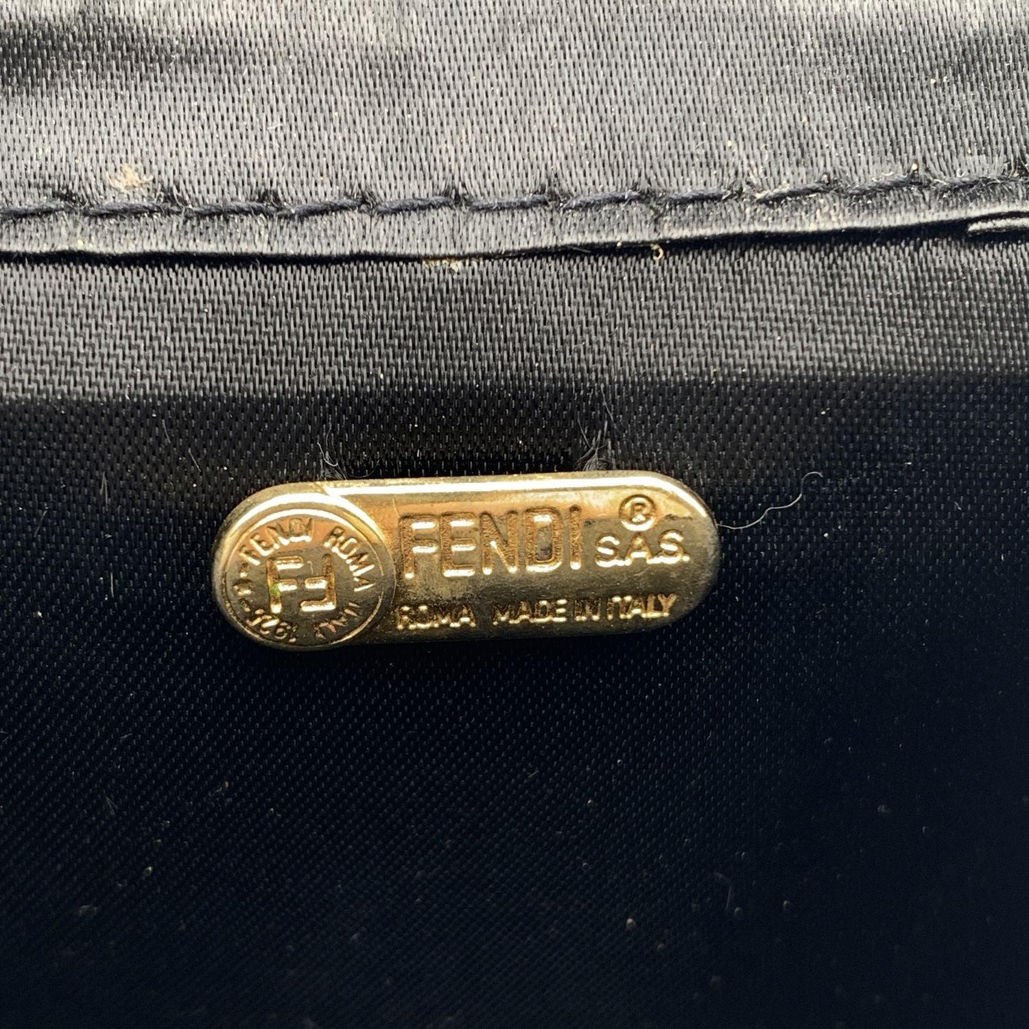 Fendi Vintage Black Satin Mini Minaudiere Evening Bag For Sale 4