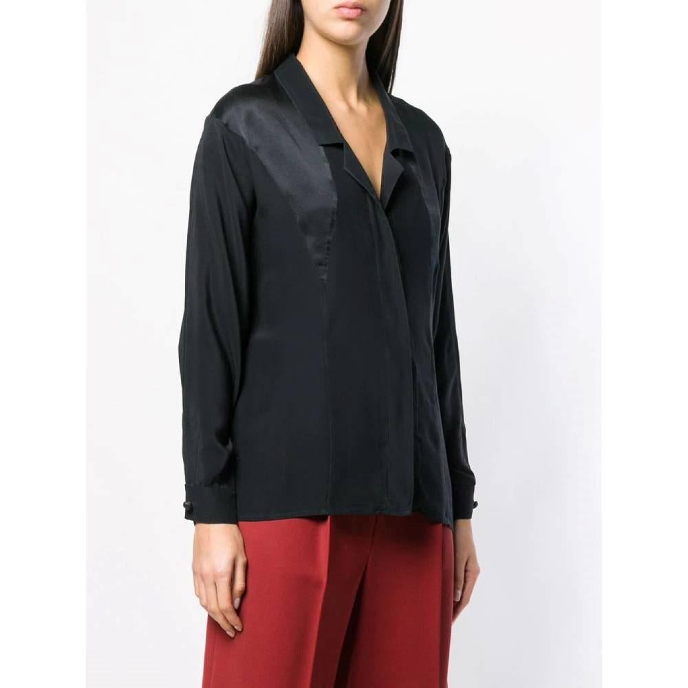 Fendi Vintage black silk 70s blouse In Excellent Condition For Sale In Lugo (RA), IT