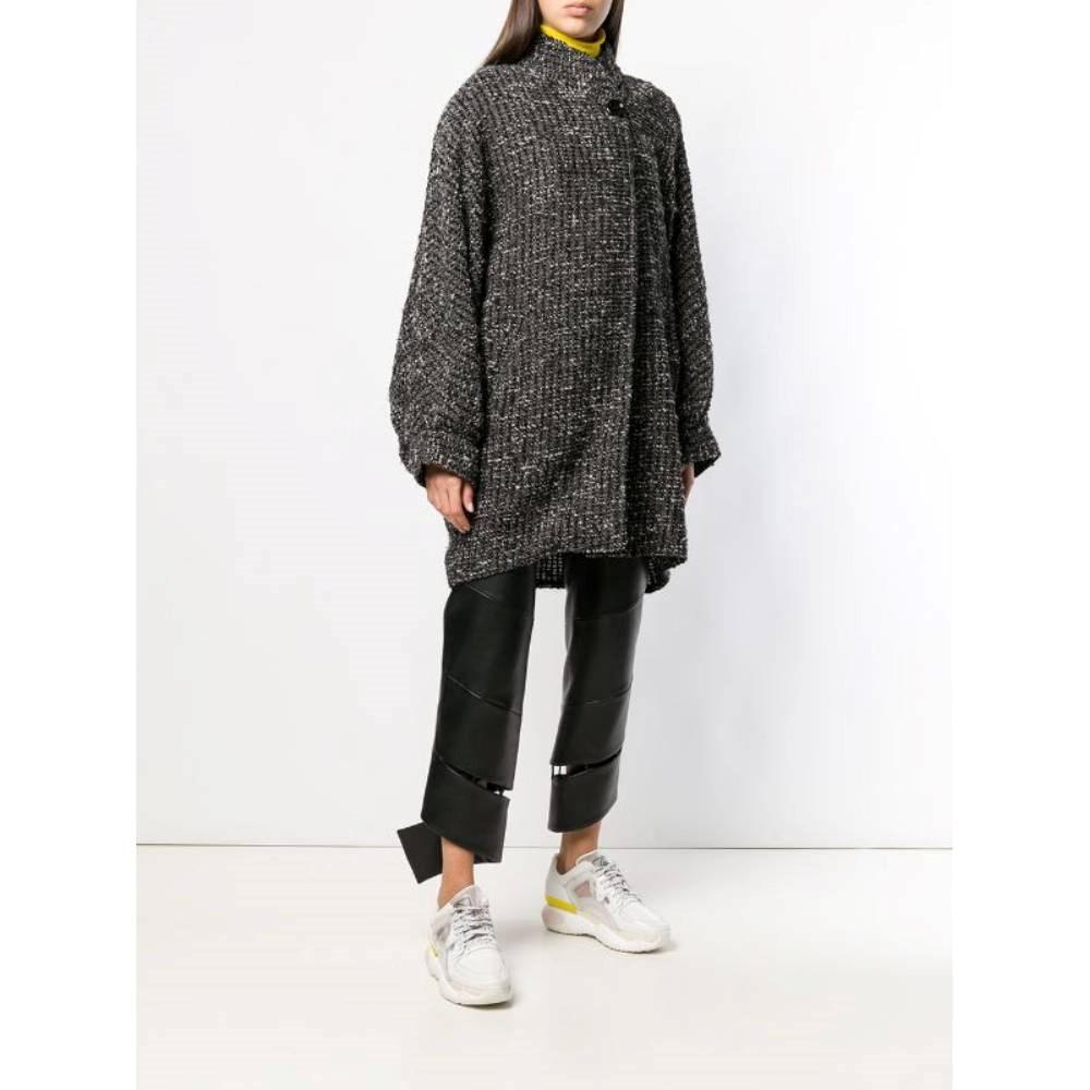 Fendi Vintage black, white and grey bouclé wool 80s long cardigan In Excellent Condition In Lugo (RA), IT