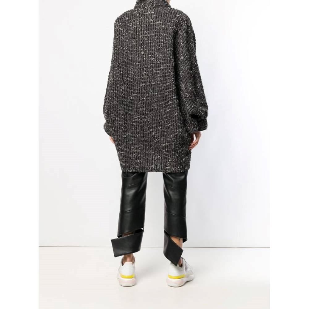 Women's Fendi Vintage black, white and grey bouclé wool 80s long cardigan