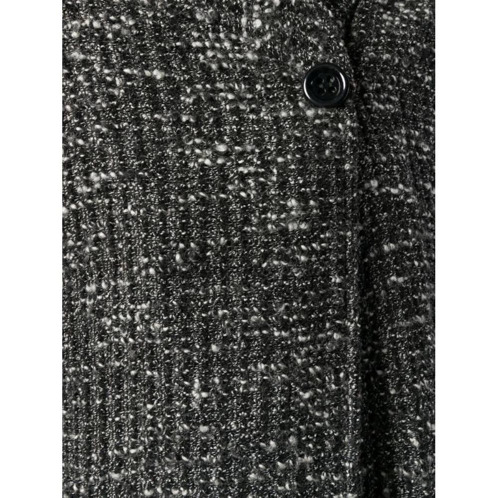 Fendi Vintage black, white and grey bouclé wool 80s long cardigan 1