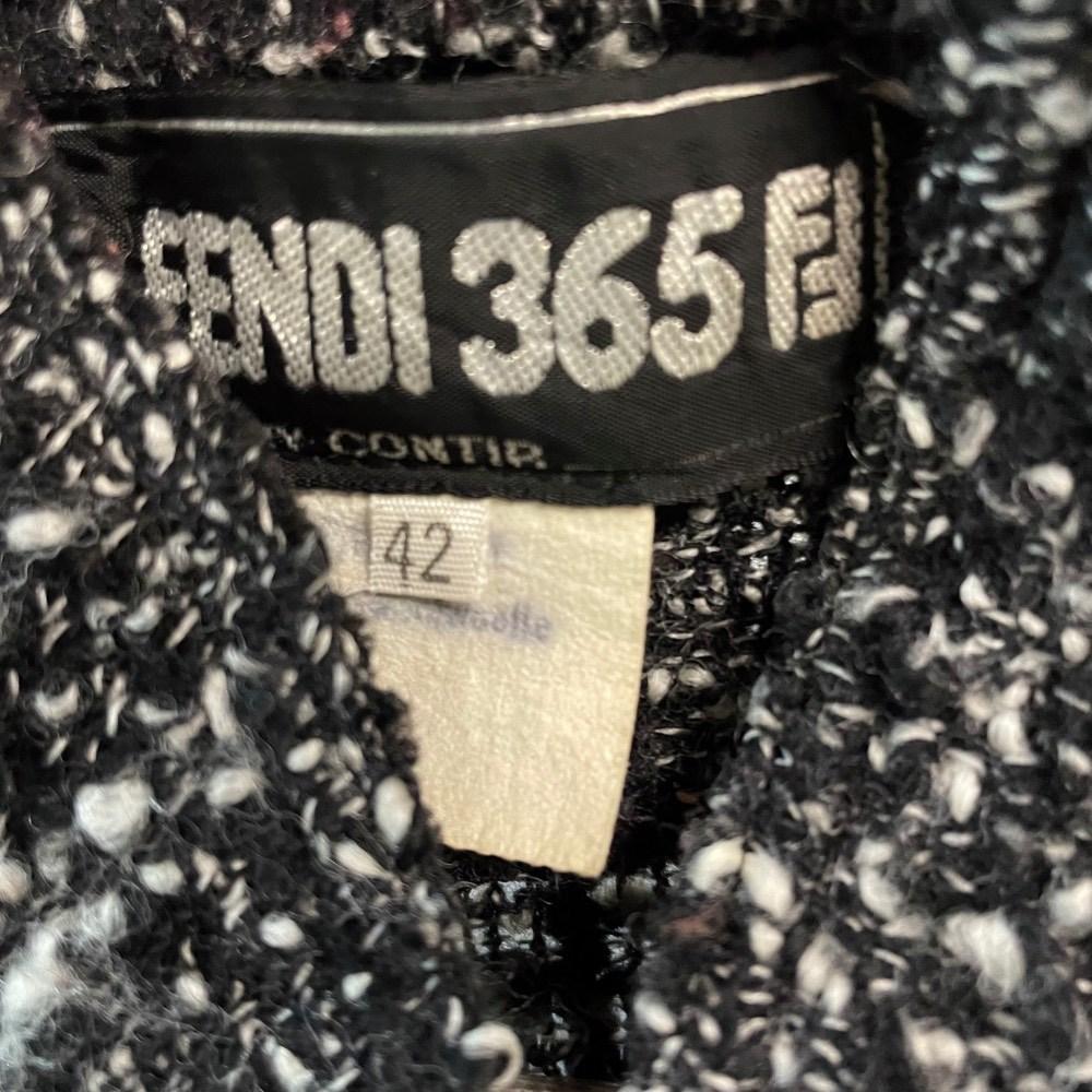 Fendi Vintage black, white and grey bouclé wool 80s long cardigan 2