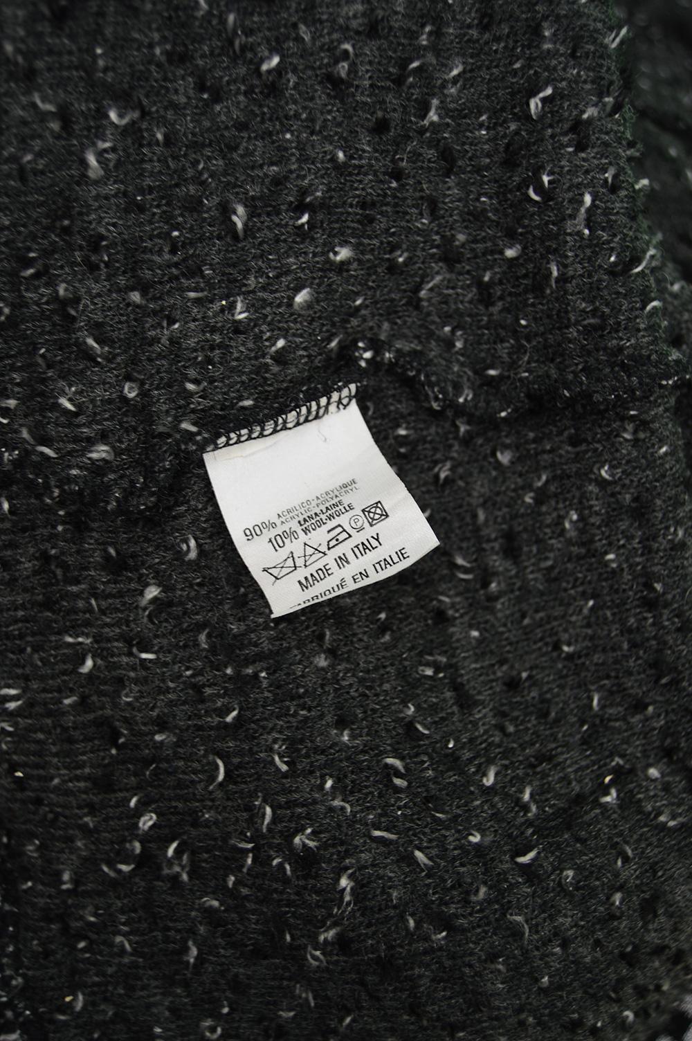 Fendi Vintage Black & White Fuzzy Textured Knit Zucca Pattern Cardigan, 1990s 6