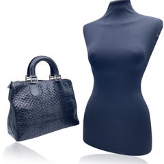 Fendi Vintage Black Woven Leather Satchel Handbag Bag