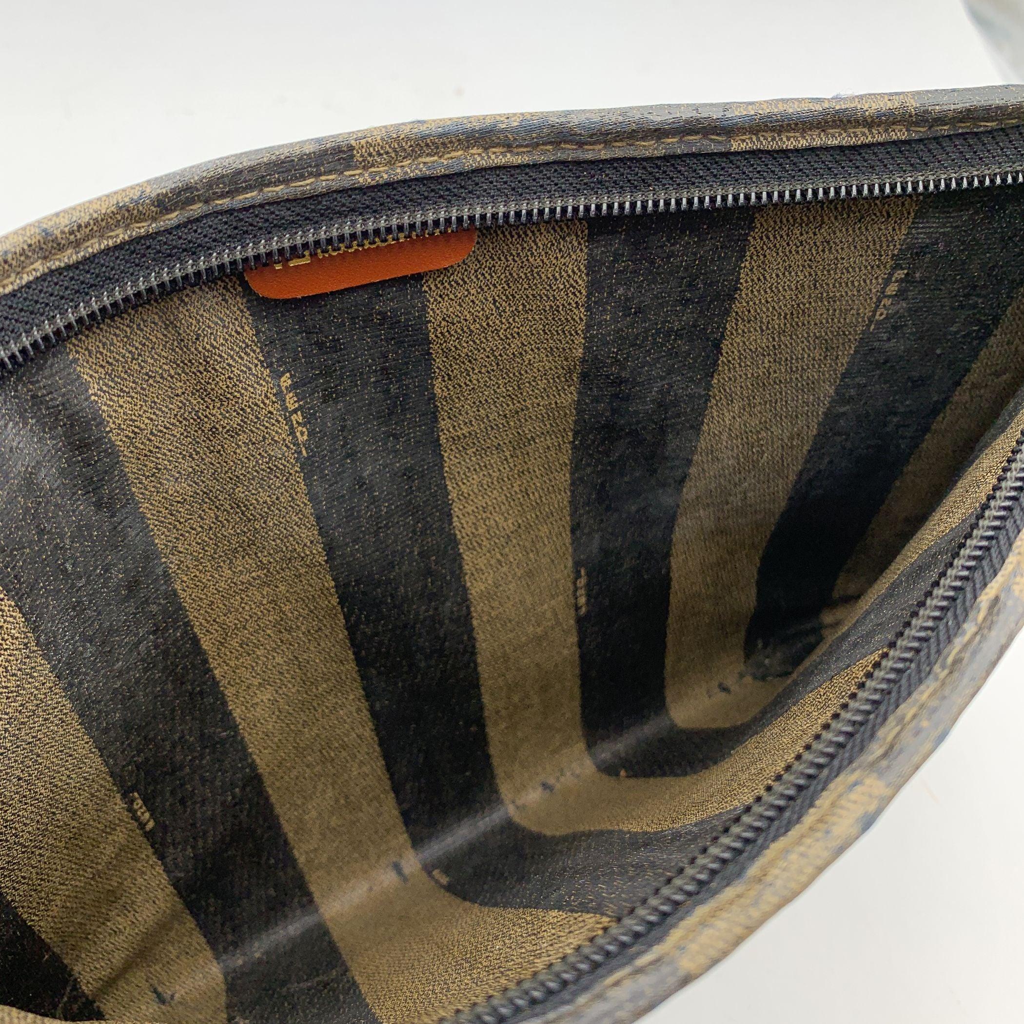 Fendi Vintage Black Woven Raffia Unisex Zip Pouch Clutch Bag 1