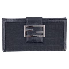 Fendi Vintage Black Zucchino Canvas Continental Wallet Coin Purse