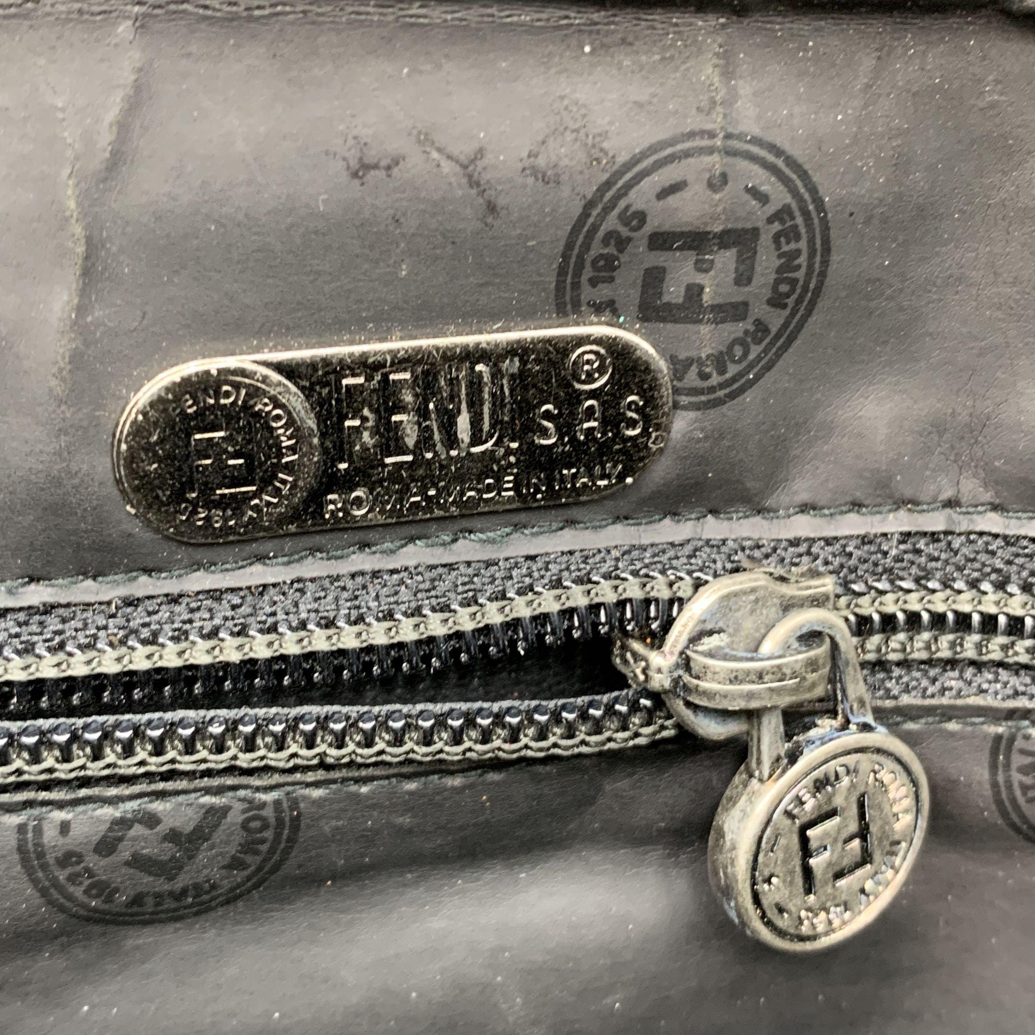 Fendi Vintage Blue Embossed Portfolio Envelope Clutch Bag 1