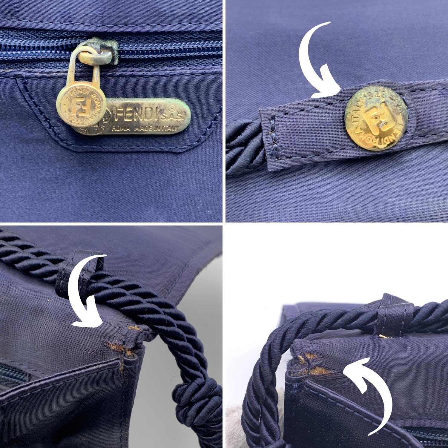 Fendi Vintage Blue Satin Crossbody Bag or Clutch with Stitchings 1