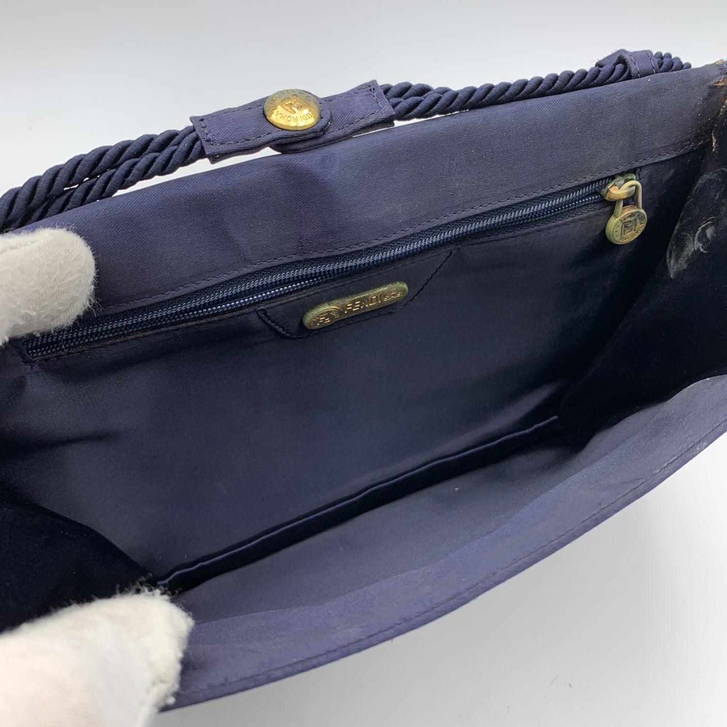 Fendi Vintage Blue Satin Crossbody Bag or Clutch with Stitchings For Sale 2