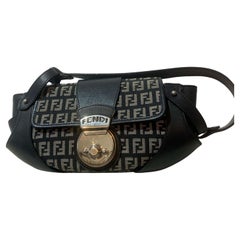 Fendi Vintage Blue Zucca Print Silver Hardware Mini Shoulder Bag