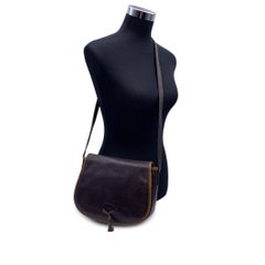 Fendi Vintage Brown and Beige Leather Crossbody Shoulder Bag