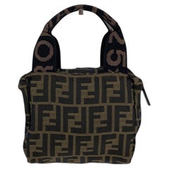 Fendi Vintage Brown and Black Zucca Canvas Mini Handbag