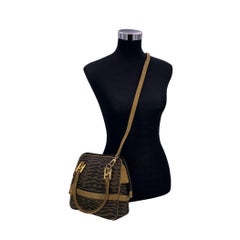 Fendi Vintage Brown Animalier Pattern Fabric Handbag Crossbody Bag