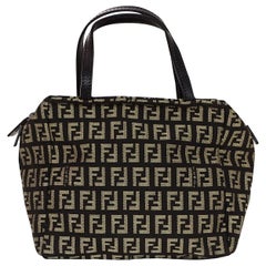 Fendi Vintage Brown/Beige Monogram Zucca Small Zip Top Handbag