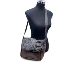 Fendi Vintage Brown Embossed Patent Leather Shoulder Bag