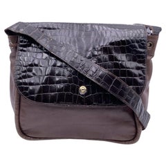 Fendi Vintage Brown Embossed Patent Leather Shoulder Bag