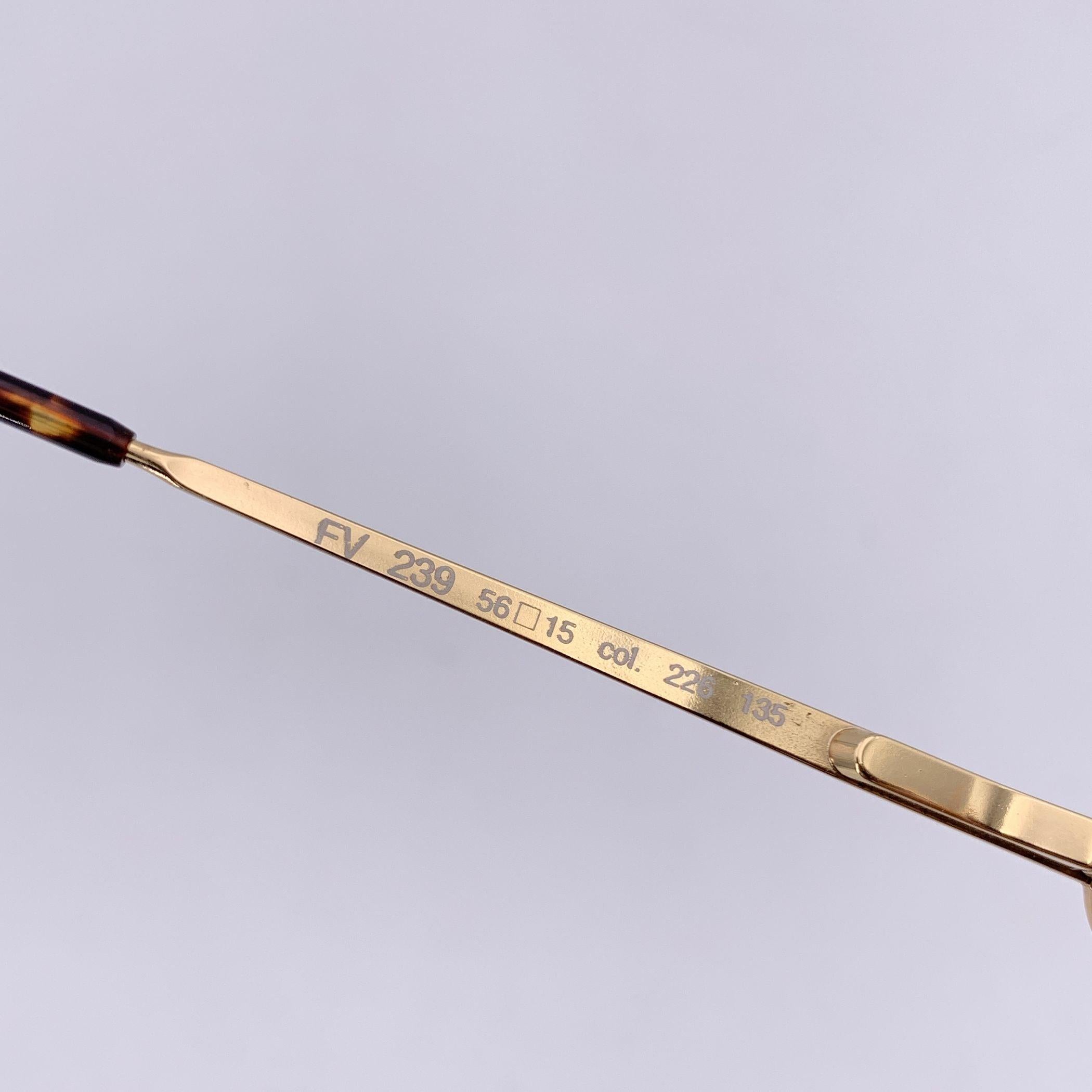 Fendi Vintage Brown Gold Metal Sunglasses FV 239 56/15 135mm In Excellent Condition For Sale In Rome, Rome