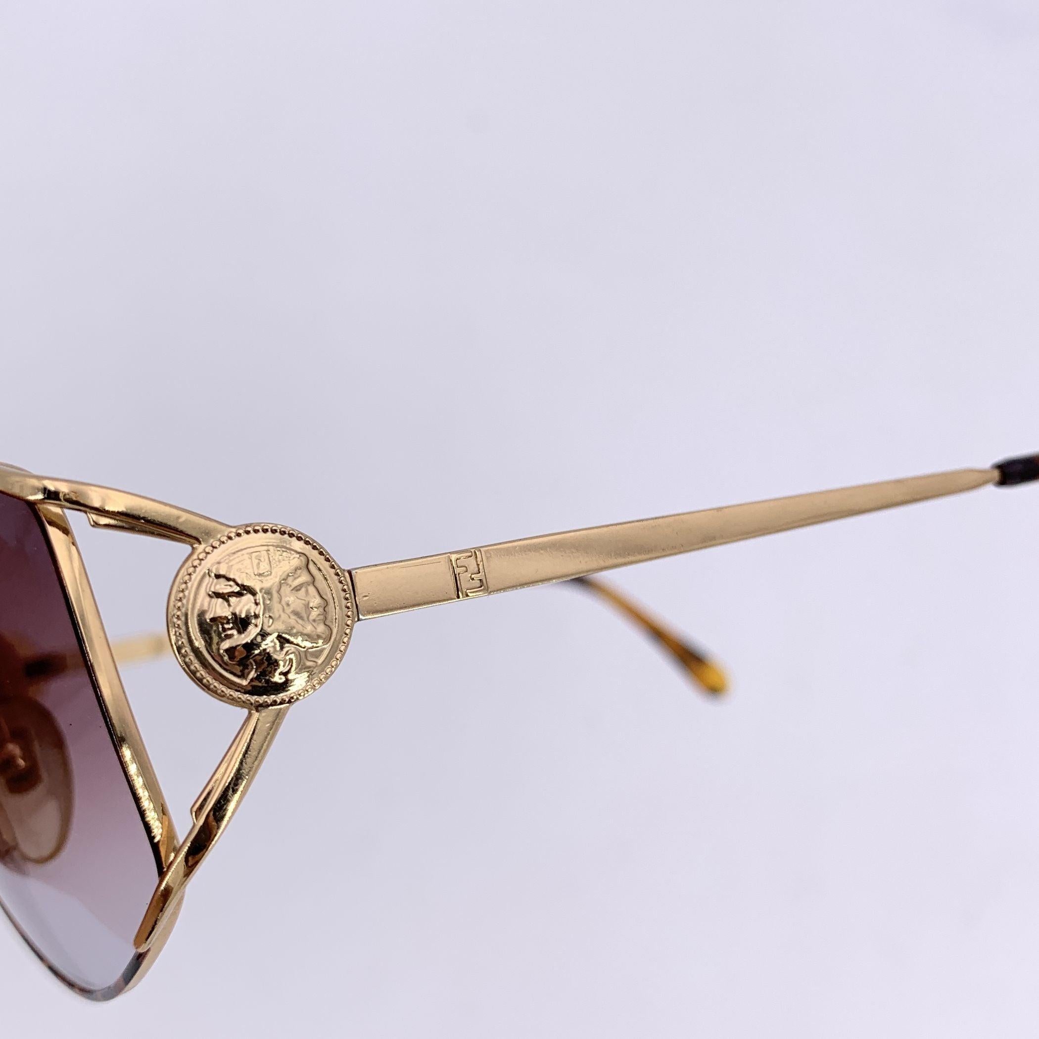 Women's Fendi Vintage Brown Gold Metal Sunglasses FV 239 56/15 135mm For Sale