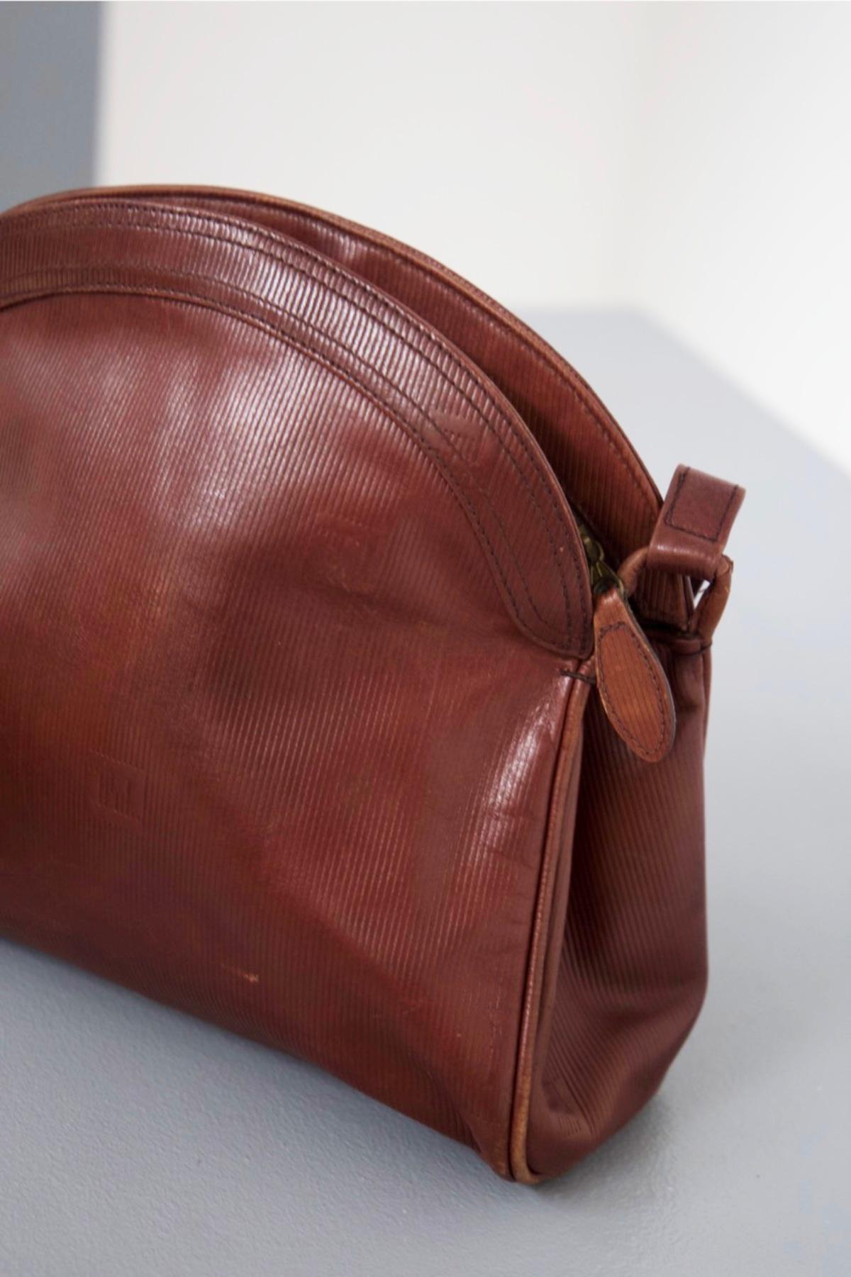 Fendi Vintage Brown Leather Bag For Sale 1