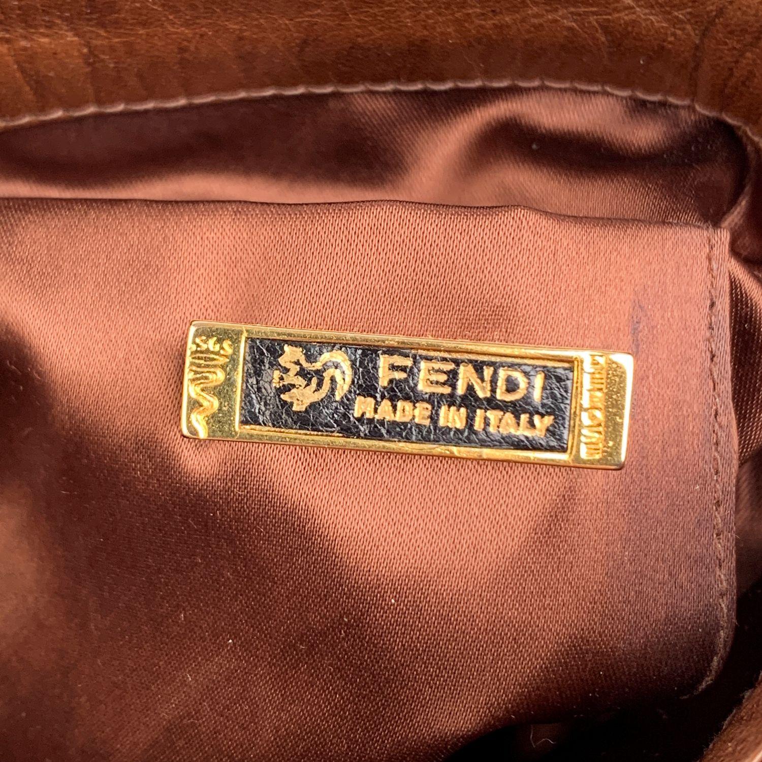 Fendi Vintage Brown Leather Convertible Crossbody Bag 8