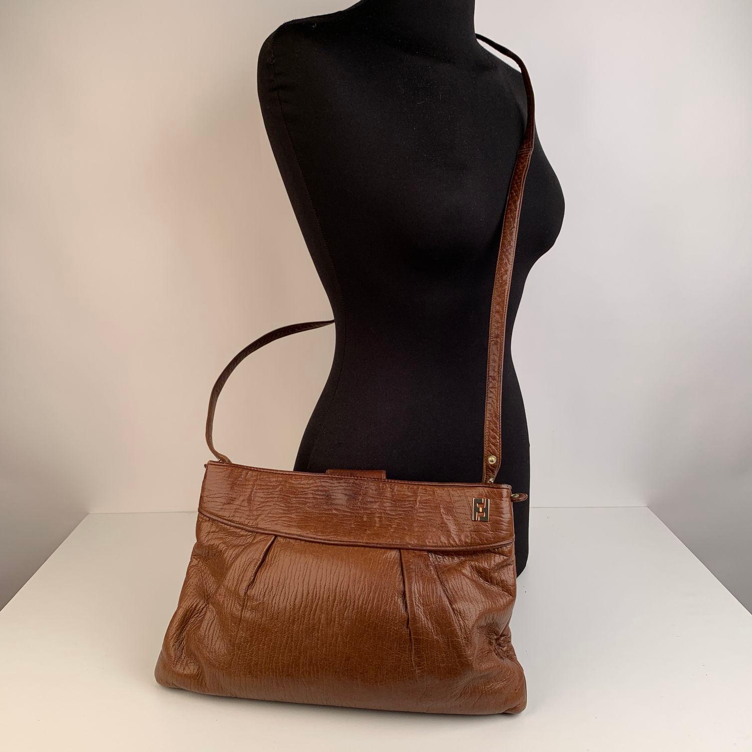 Women's Fendi Vintage Brown Leather Convertible Crossbody Bag