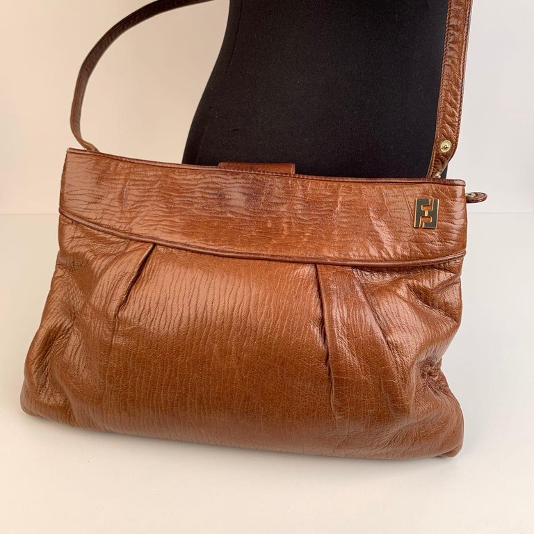 Fendi Vintage Brown Leather Convertible Crossbody Bag For Sale at 1stDibs