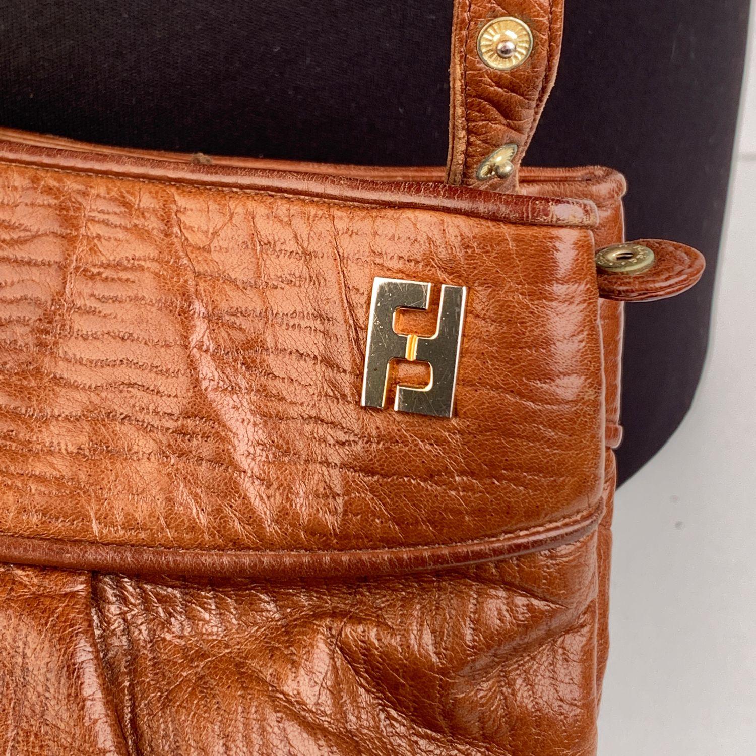 Fendi Vintage Brown Leather Convertible Crossbody Bag 2